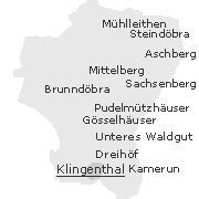 Lage einiger Ortsteile von  Klingenthal Mühlleithen