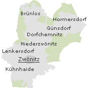 Lage einiger Orte im Stadtgebiet von Zwönitz