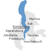 Lage einiger Orte im Stadtgebiet von Ratzeburg