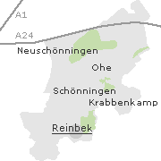 Lage einiger Orte im Stadtgebiet von Reinbek