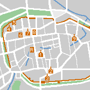 Mühlhausen, Stadtplan mit Sehenswürdigkeiten in der Altstadt