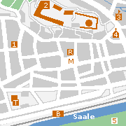 Rudolstadt, Stadtplan der Sehenswürdigkeiten der Innenstadt