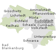 Lage der Orte im Stadtgebiet von Rudolstadt