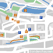 Plan der Sehenswürdigkeiten in der Innenstadt von Sondershausen