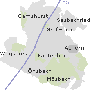 Lage einiger Orte im Stadtgebiet von Offenburg