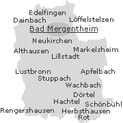 einige Stadtteile bzw. Ortslagen im Stadtgebiet von Bad Mergentheim