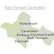 Lage einiger Ortsteile von Bad Teinach-Zavelstein
