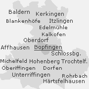 Lage einiger Orte im Stadtgebiet von Bopfingen