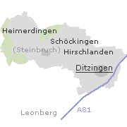 Lage einiger Orte im Stadtgebiet von Ditzingen