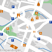Plan der Sehenswürdigkeiten in der Innenstadt von Emmendingen