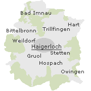 Lage einiger Orte im Stadtgebiet von Haigerloch