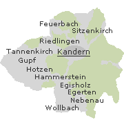 Lage einiger Ortsteile von Kandern
