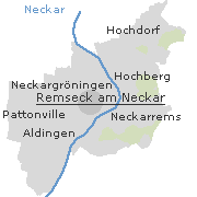 Lage einiger Orte im Stadtgebiet Remseck am Neckar