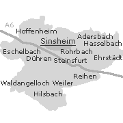 Lage einiger Stadtteile bzw. Orte im Sinsheim