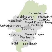 Stadt- bzw. Ortsteile im Stadtgebiet von Tübingen