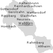 Lage einiger Stadtteile im Stadtgebiet von Wallduern