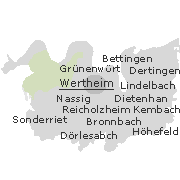 einige Stadtteile bzw. Ortslagen im Stadtgebiet von Wertheim