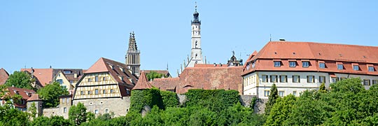 Südwestansicht von Rothenburg, von der Tauberbrücke aus gesehen