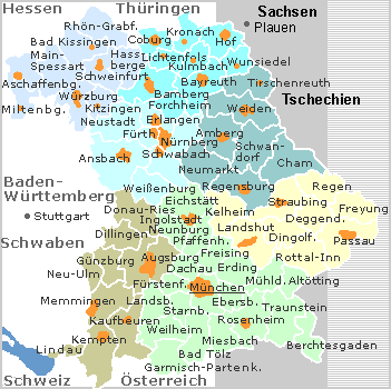 klick auf Bayern und finde Städte und Kreise