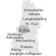 Lage einiger Stadtteile im Stadtgebiet von Erding