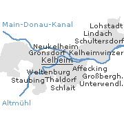 Lage einiger Stadtteile von Kelheim