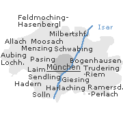 München, Lage Plan einiger wichtiger Stadtteile