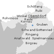 Lage einiger Orte im Stadtgebiet von Oberstdorf
