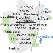 Lage einiger Orte im Stadtgebiet von Schwandorf