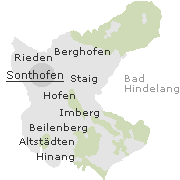 Lage einiger Orte im Stadtgebiet von Sonthofen