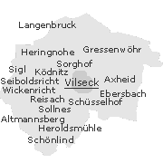 Ortsteile im Stadtgebiet von Vilseck an der Vil, Oberpfalz