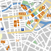 Plan einiger Sehenswürdigkeiten in Berlins östliche Mitte