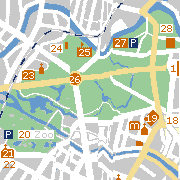 Plan einiger Sehenswürdigkeiten in Berlins westliche Mitte