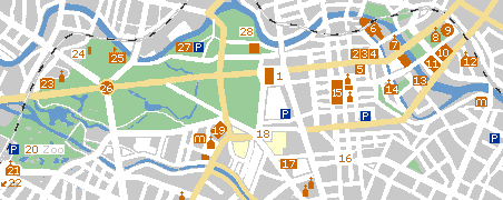 Plan einiger Sehenswürdigkeiten in Berlins Innenstadt