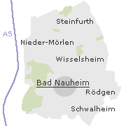 Lage einiger Orte im Stadtgebiet von Bad Nauheim