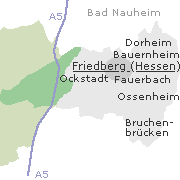 Lage einiger Orte im Stadtgebiet von Friedberg in Hessen