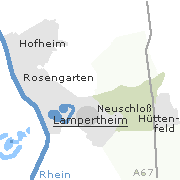 Lage einiger Orte im Stadtgebiet von Lampertheim