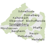 Lage einiger Orte im Stadtgebiet von Spangenberg in Hessen