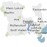 Lage einiger Orte im Stadtgebiet von Penzlin