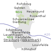Lage einiger Ortsteile von Strasburg