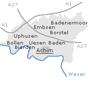 Lage einiger Stadtteile im Stadtgebiet von Achim bei Bremen