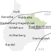 Lage der Ortsteile im Stadtgebiet von Bad Bentheim