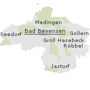 Lage einiger Orte im Stadtgebiet von Bad Bevensen