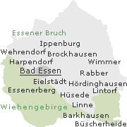Lage einiger Orte im Gemeindegebiet von Bad Essen
