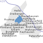 Lage wichtiger Orte der Gemeinde Bad Zwischenahn