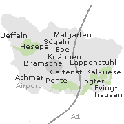 Lage einiger Orte im Stadtgebiet von Bramsche
