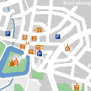 Plan einiger Sehenswürdigkeiten in der Altstadt von Bückeburg in Niedersachsen