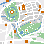 Celle, Stadtplan der Sehenswürdigkeiten in der Innenstadt