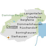 Lage einiger Ortsteile von Damme