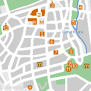 Lüneburg, Stadtplan der Sehenswürdigkeiten in der Innenstadt