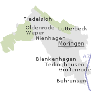 Lage einiger Ortsteile von Moringen